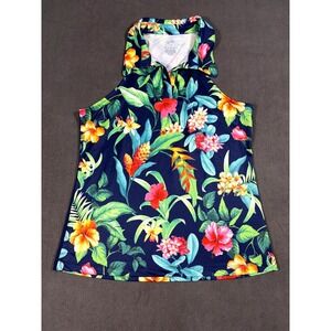 X by Gottex Athletic Golf Polo Shirt Womens M Multicolor Tropical Floral Print